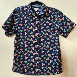 🟣Original Penguin Boys 100% Cotton Button Up Shirt Sneaker Print